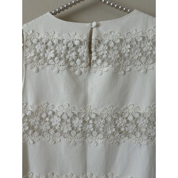 NWT JCrew Womens Size 6 Ivory Sleeveless Shift Dress Lace Stripes Cotton - Picture 3 of 6